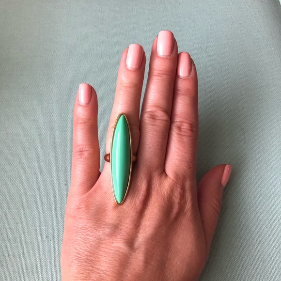 Gold and teal Jami statement ring - Picture 2 of 4